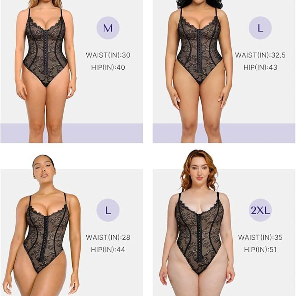 SHAPELLX Lace Bodysuit for Women Tummy Control Shapewear